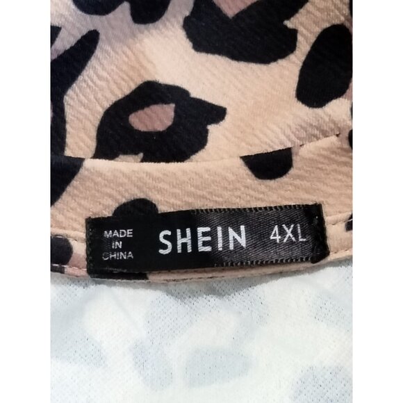 Shein Womens Plus Size 4XL Leopard Print Crewneck Short Sleeve Blouse Top - Picture 6 of 7